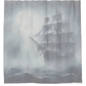 Graues, graues Fog Pirate Schiff 2 Duschvorhang (Vorderseite)