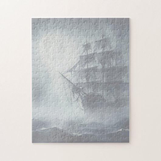 Graues, graues Fog Pirate Schiff 2 Puzzle (Vertikal)