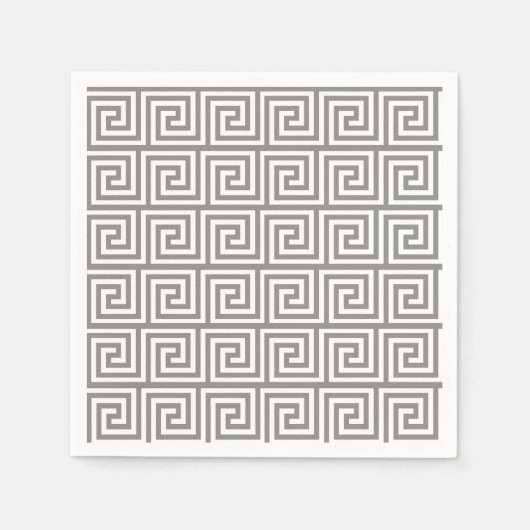 Graues griechisches Schlüsselmuster Serviette (Vorderseite)