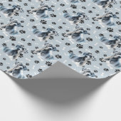 Graues Großes Dan Dog Portrait Paw Print Pattern Geschenkpapier (Ecke)