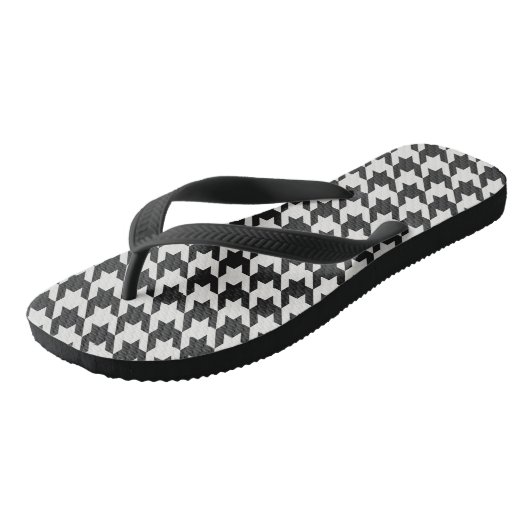 Graues Hahnentrittmuster Badesandalen (Schrägansicht)