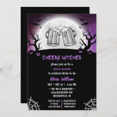 Graues Halloween-Brautparty - Cheers Hexen Einladung (Vorne/Hinten)