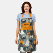 Graues Halloween mit Gespenstern, Pumpkins und Fle Schürze (Getragen)