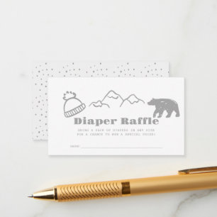Graues handgezeichnetes Winter-Baby-Windel-Raffle- Begleitkarte