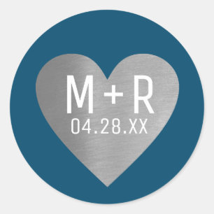 graues Herz der Liebe auf der Hochzeit von Marineb Runder Aufkleber
