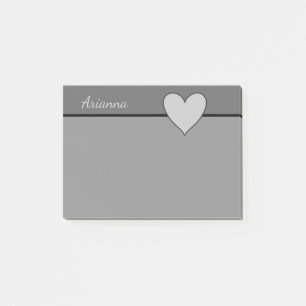 Graues Herz Liebe Personalisierter Name Schiefergr Post-it Klebezettel