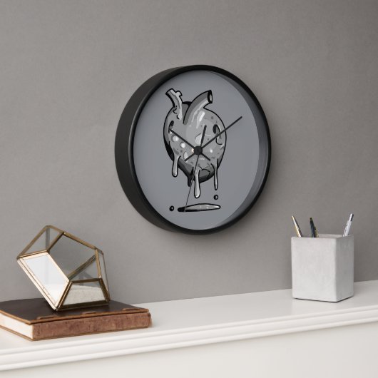 graues Herz Uhr (Büro)