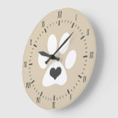 Graues Herz-weißer Tatzen-Druck-römische Große Wanduhr (Winkel)