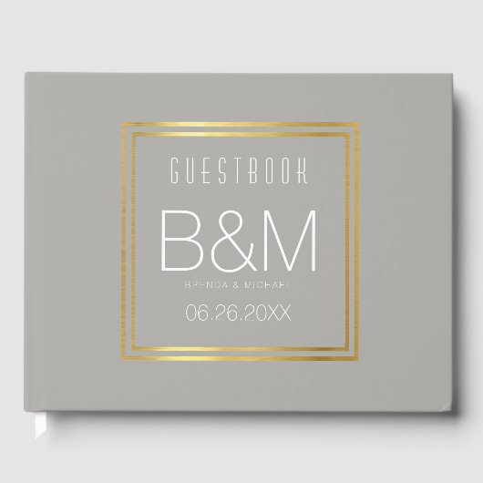 Graues Hochzeitsbuch, Gästebuch für eine schicke V (Vorderseite)