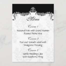 Graues Hochzeitsmenü Menükarte