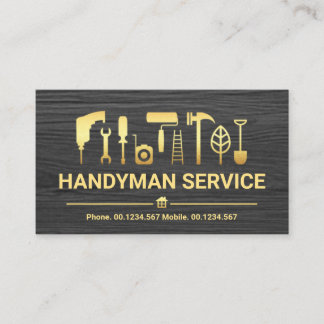 Graues Holz Gold Handyman Tools Visitenkarte