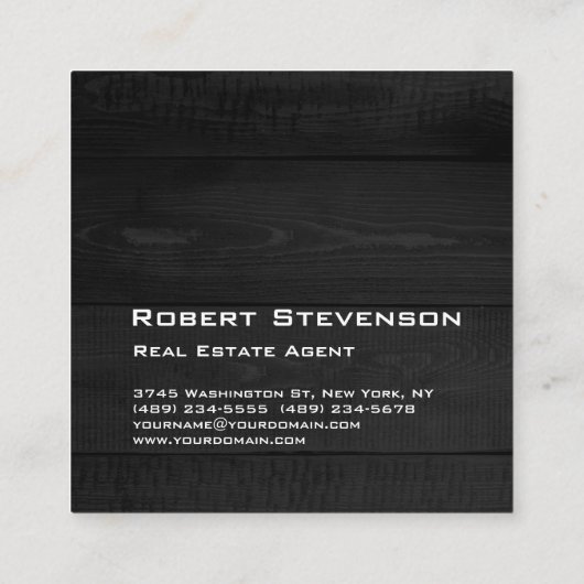 Graues Holz Modernes, Minimalistisches Schlichtes Quadratische Visitenkarte (Rückseite)