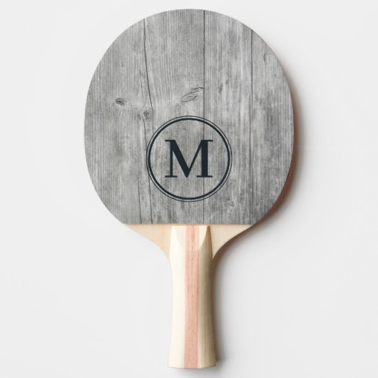 Graues Holz-Monogramm Tischtennis Schläger (Vorderseite)
