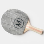 Graues Holz-Monogramm Tischtennis Schläger (Seitenansicht)