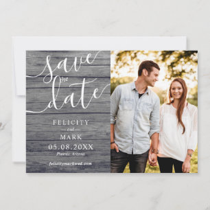 Graues Holz Rustikale Typografie Custom Foto Weddi Save The Date
