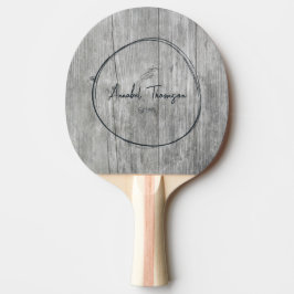 Graues Holz Schild in gezogenem Kreis Tischtennis Schläger