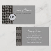 Graues Houndstooth-Monogramm Visitenkarte (Vorne/Hinten)