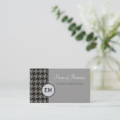 Graues Houndstooth-Monogramm Visitenkarte (Stehend Vorderseite)