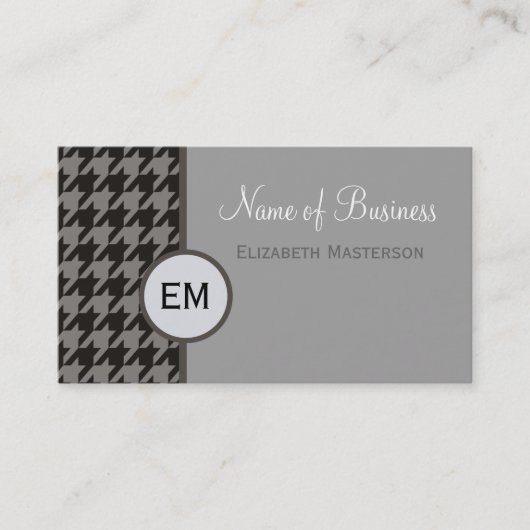 Graues Houndstooth-Monogramm Visitenkarte (Vorderseite)
