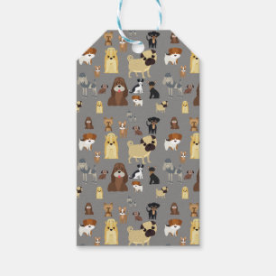 Graues Hundemuster Geschenkanhänger