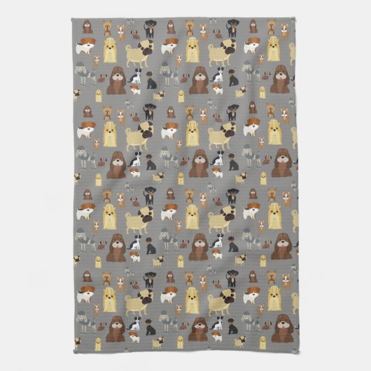 Graues Hundemuster Geschirrtuch (Vertikal)