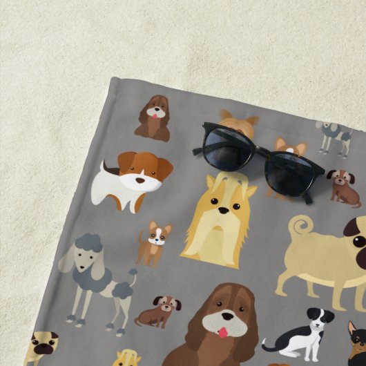 Graues Hundemuster Strandtuch (Beispiel)