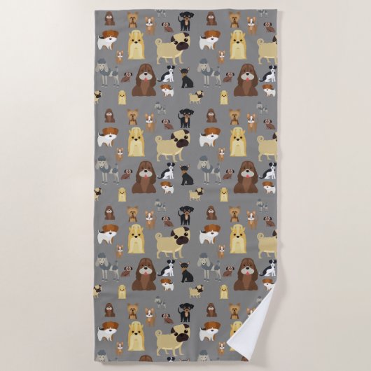 Graues Hundemuster Strandtuch (Vorderseite)