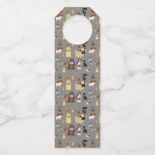 Graues Hundsmuster. Flaschenanhänger