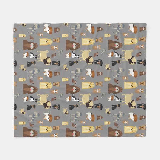 Graues Hundsmuster. Fleecedecke (Vorderseite (Horizontal))