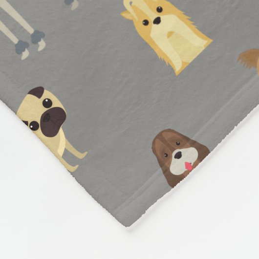 Graues Hundsmuster. Fleecedecke (Ecke)