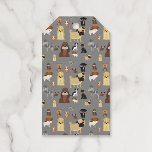 Graues Hundsmuster. Geschenkanhänger (Rückseite)