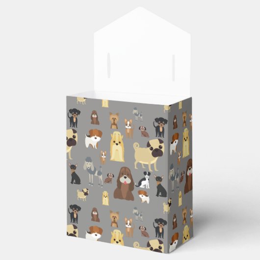 Graues Hundsmuster. Geschenkschachtel (Geöffnet)