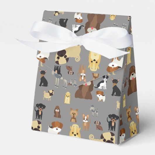 Graues Hundsmuster. Geschenkschachtel (Vorderseite)