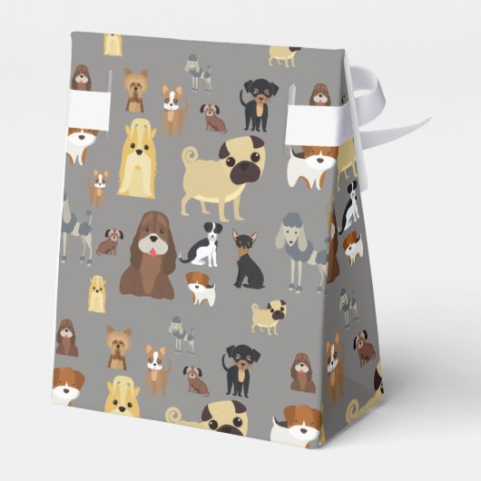 Graues Hundsmuster. Geschenkschachtel (Rückseite)