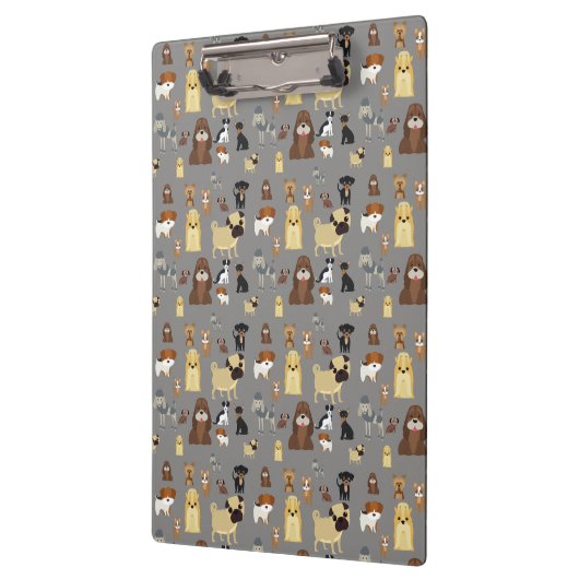 Graues Hundsmuster. Klemmbrett (Links)