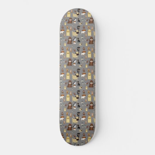 Graues Hundsmuster. Skateboard (Vorderseite)
