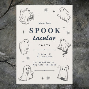 Graues Illustriert Ghosts-Halloween-Party Einladung