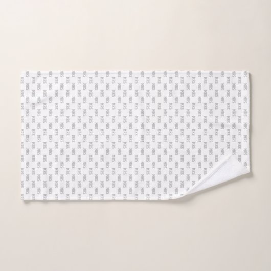 Graues Initialmuster Mit Monogramm Badhandtuch Set (Handtuch)
