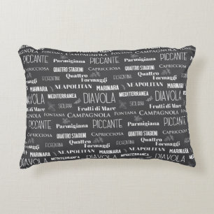 Graues italienisches Restaurant Pizza Names Typogr Dekokissen