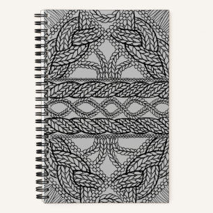 GRAUES KABELSTRICK-Spiralnotizbuch 5,5x8,5 Notizblock