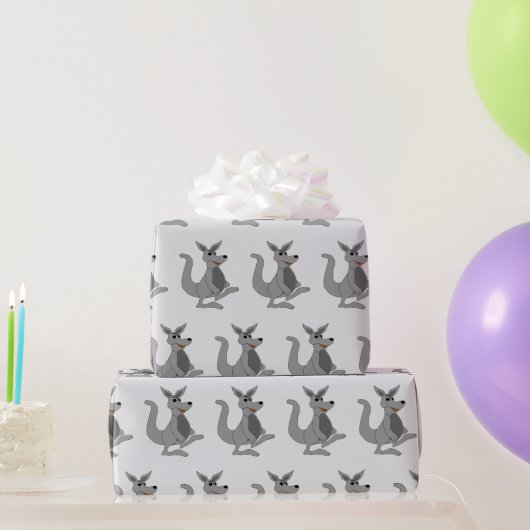 Graues Känguru-Design, jede Hintergrundfarbe Geschenkpapier (Partygeschenke)