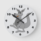 Graues Känguru-Design Runde Wanduhr (Vorderseite)