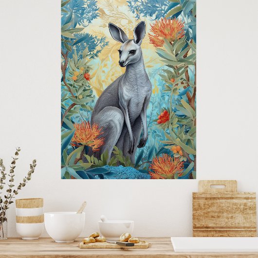 Graues Känguru im australischen Busch Poster (Küche)