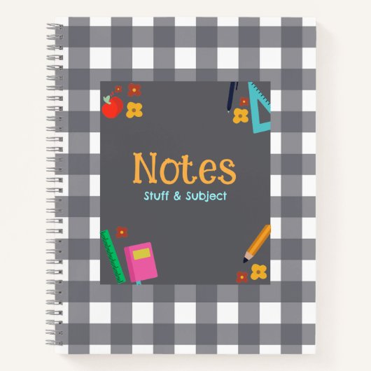 Graues Kariertes Notebook Notizblock (Vorderseite)