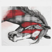 Graues Kariertes Pferd Fleecedecke (Vorderseite (Horizontal))