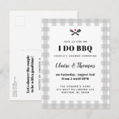 Graues Kariertes Tuch I Do GRILLEN Einladung Postkarte (Vorne/Hinten)