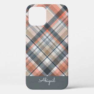 Graues Karo Elegantes Schriftname Case-Mate iPhone Hülle