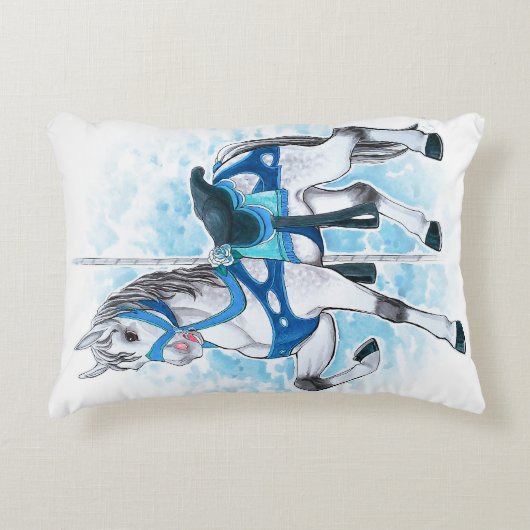 Graues Karussell Pferdekissen Dekokissen (Vorderseite)