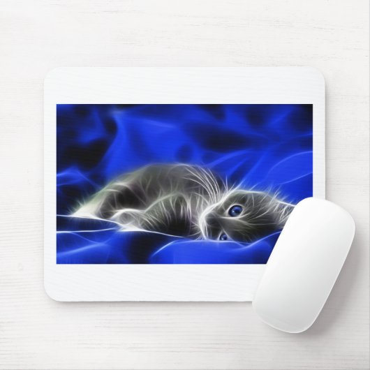 Graues Kätzchen wacht auf Mousepad (Mit Mouse)
