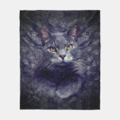 Graues Katzen-Porträt Fleecedecke (Vorderseite)